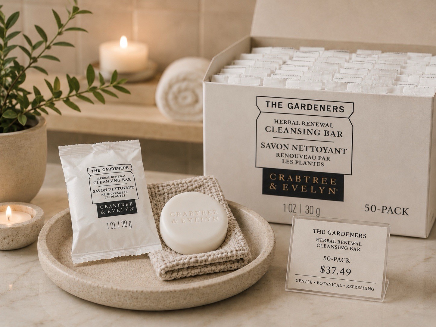 Crabtree & Evelyn The Gardeners Herbal Renewal Cleansing Bar Soap 50-Pack 1oz