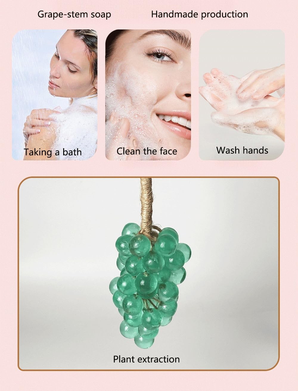 Grape Soap on a Rope with Gift Box, Hanging Fruit Soap (Purple)