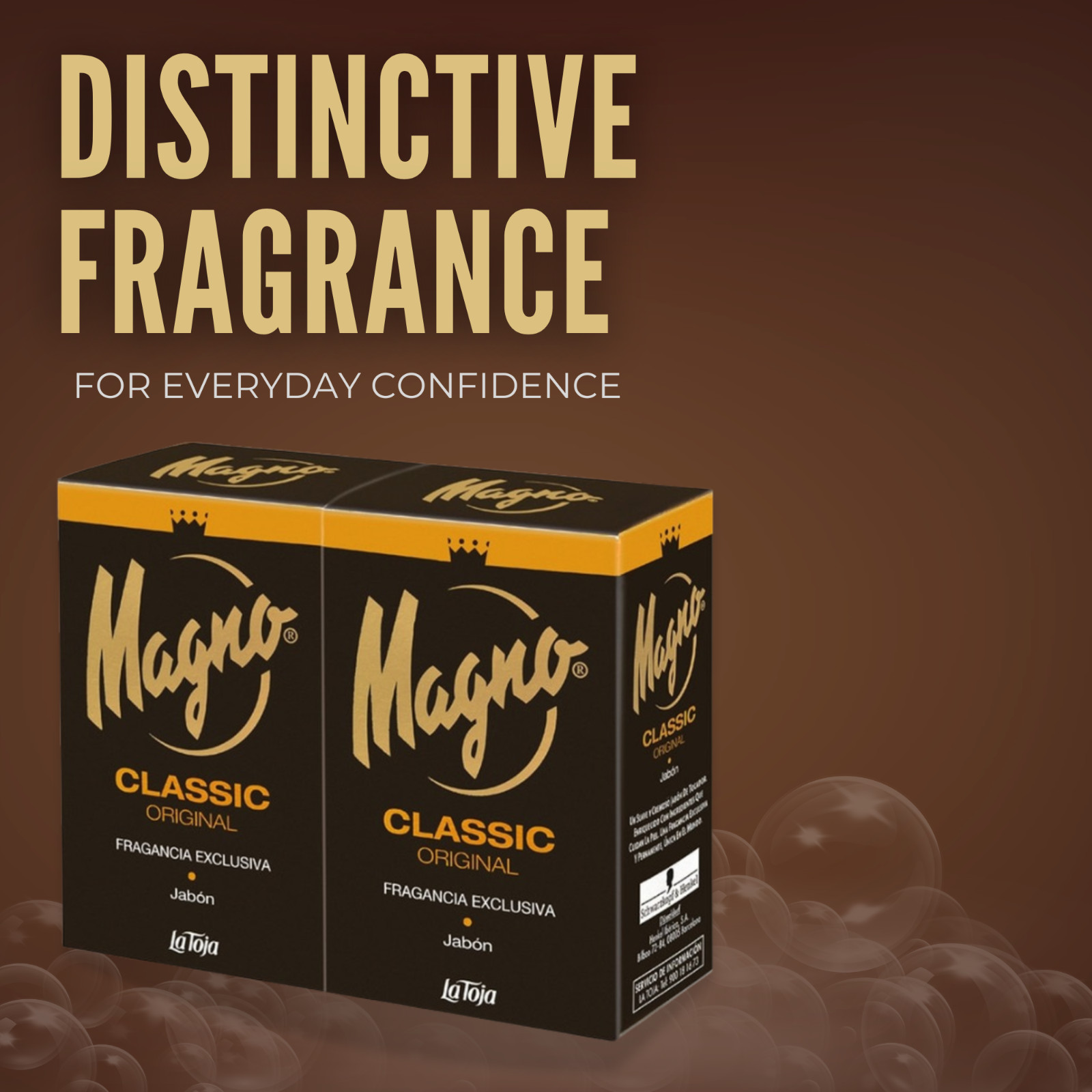 Magno Classic Twin Pack Bar Soap 100g, Masculine Scent 3-Pack (6 Bars)