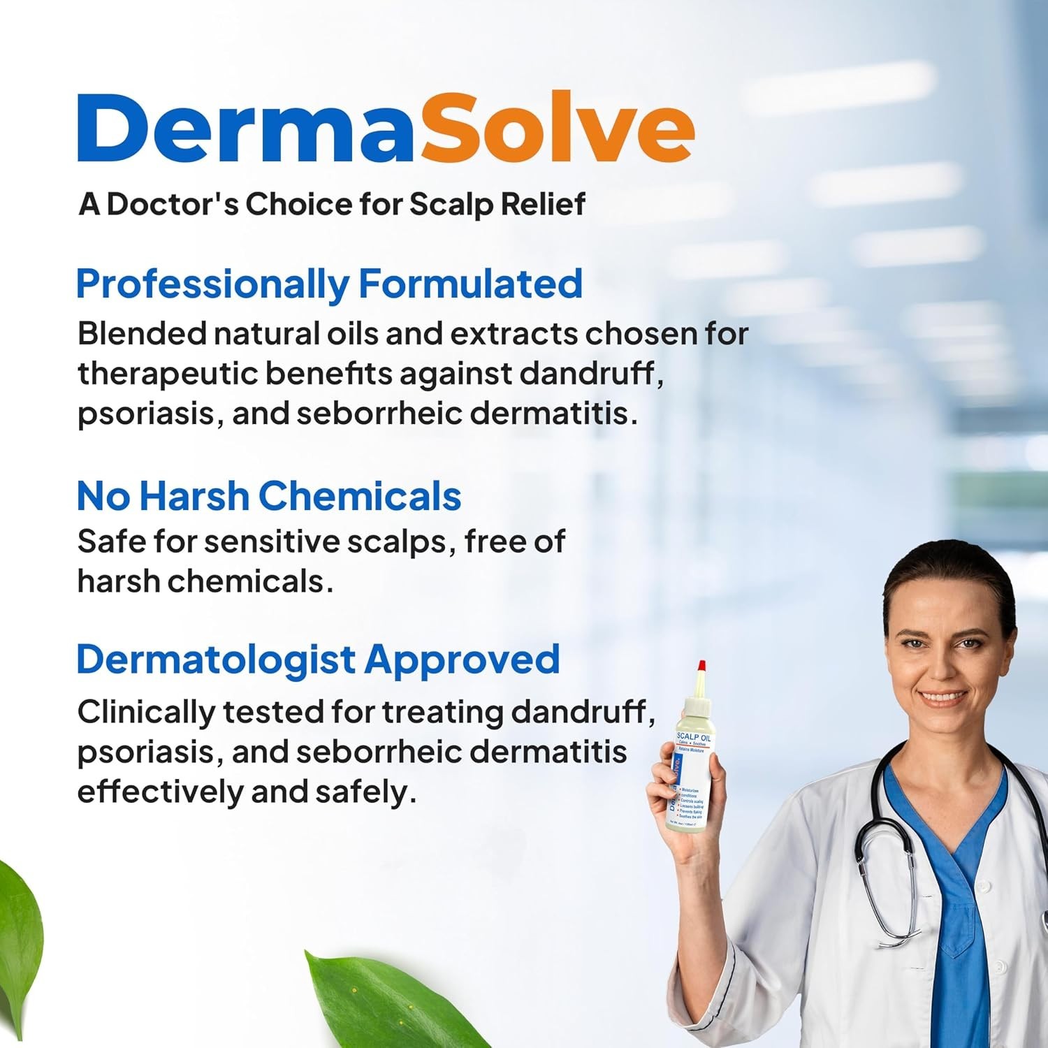 Psoriasis & Dandruff Oil, Dermatologist Approved for Flaky Scalp Relief
