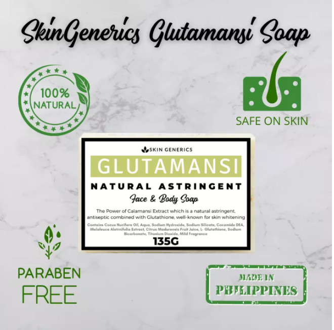 Skin Generics GLUTAMANSI Natural Astringent Whitening Face & Body Soap 135g