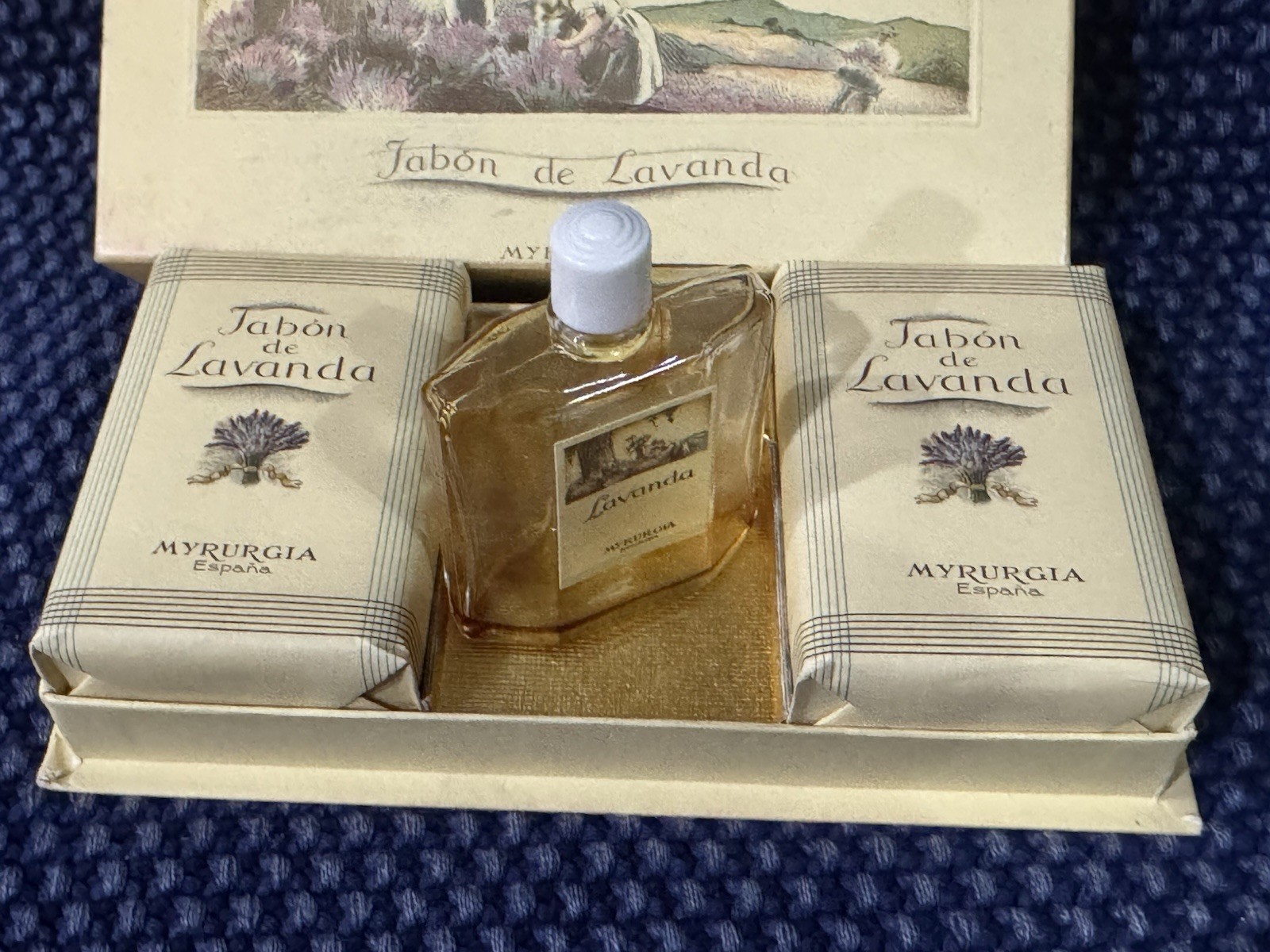 Jabon De Lavanda Myrurgia Espana Soap Lot of 2 Vintage From Spain Empty Bottle