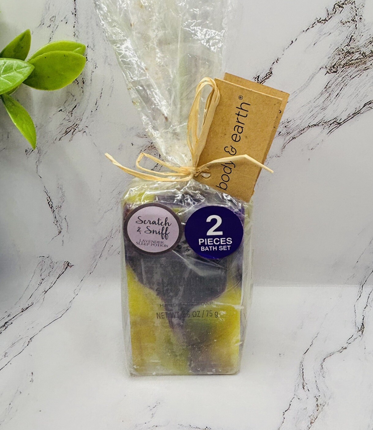 Body & Earth Lavender Sleep Potion Handmade Soap 2 Piece Bath Set New in Package