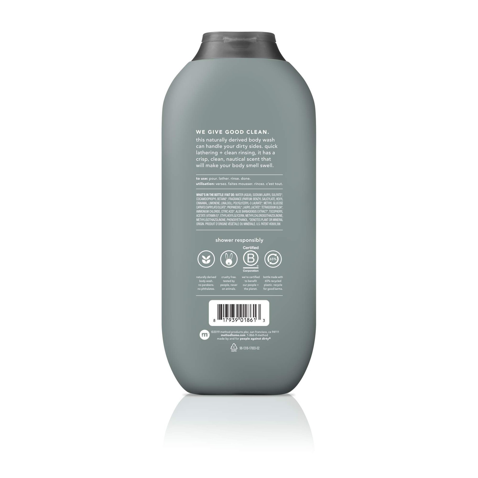 Method Men, 3-pack Body Wash 18 Oz Each (Sea + Surf, 54 Fl (Pack of 1)