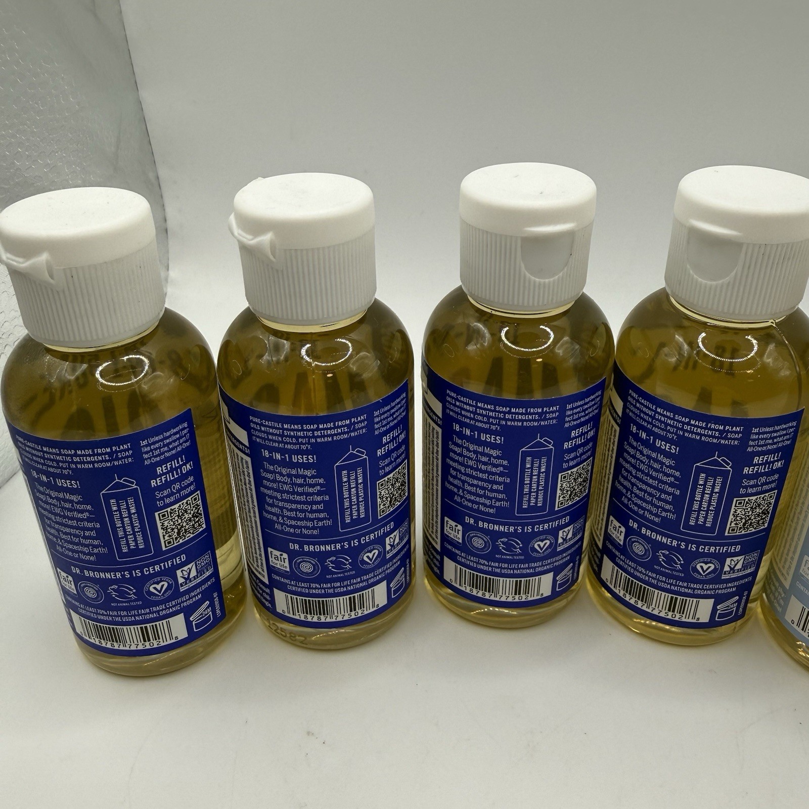 Lot 8 Dr Bronner’s 2oz Magic Soap Peppermint & Baby Unscented Travel