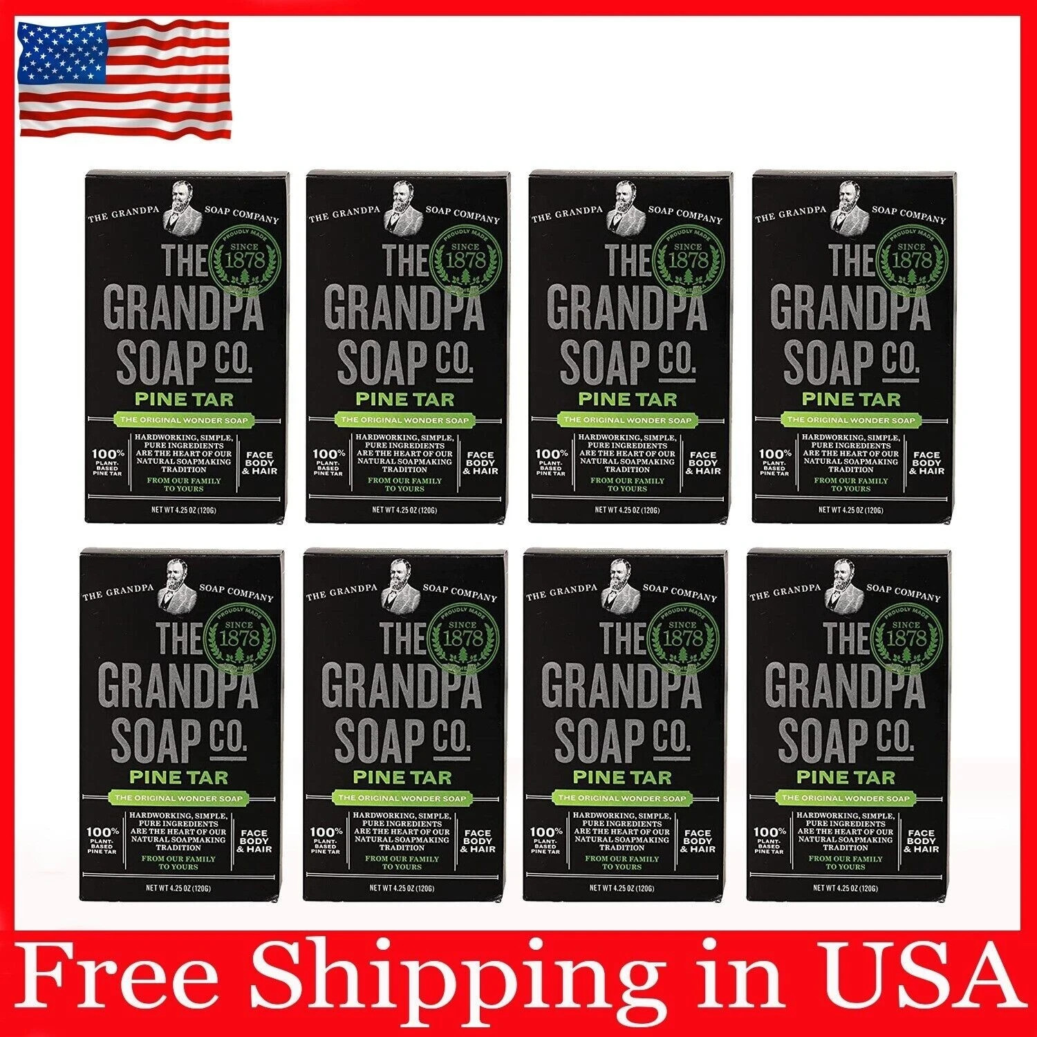 Grandpa’s Soap Pine Tar 4.25 oz (8-Pack)