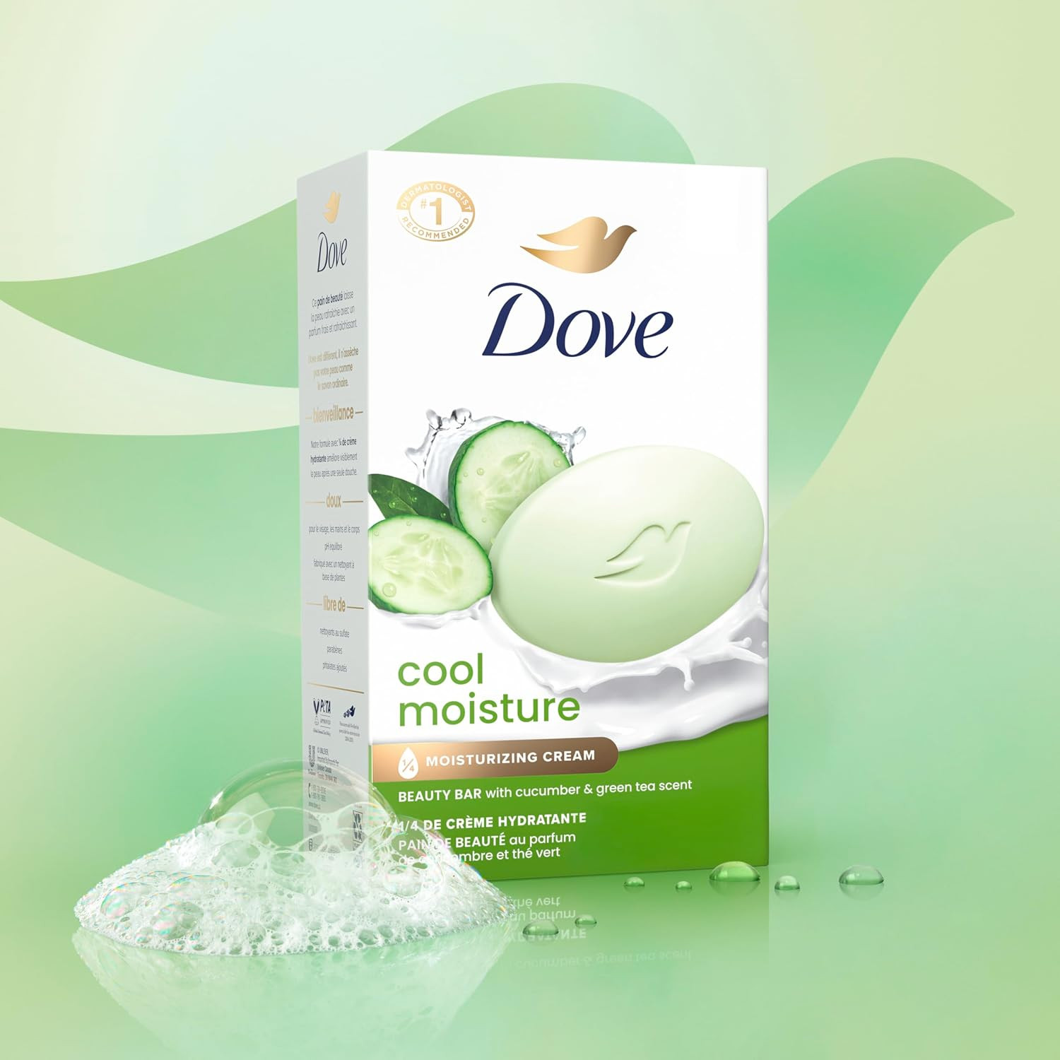 Dove Cool Moisture Beauty Soap 8 Count Refreshing Cleanser 3.75 Oz Moisturizing
