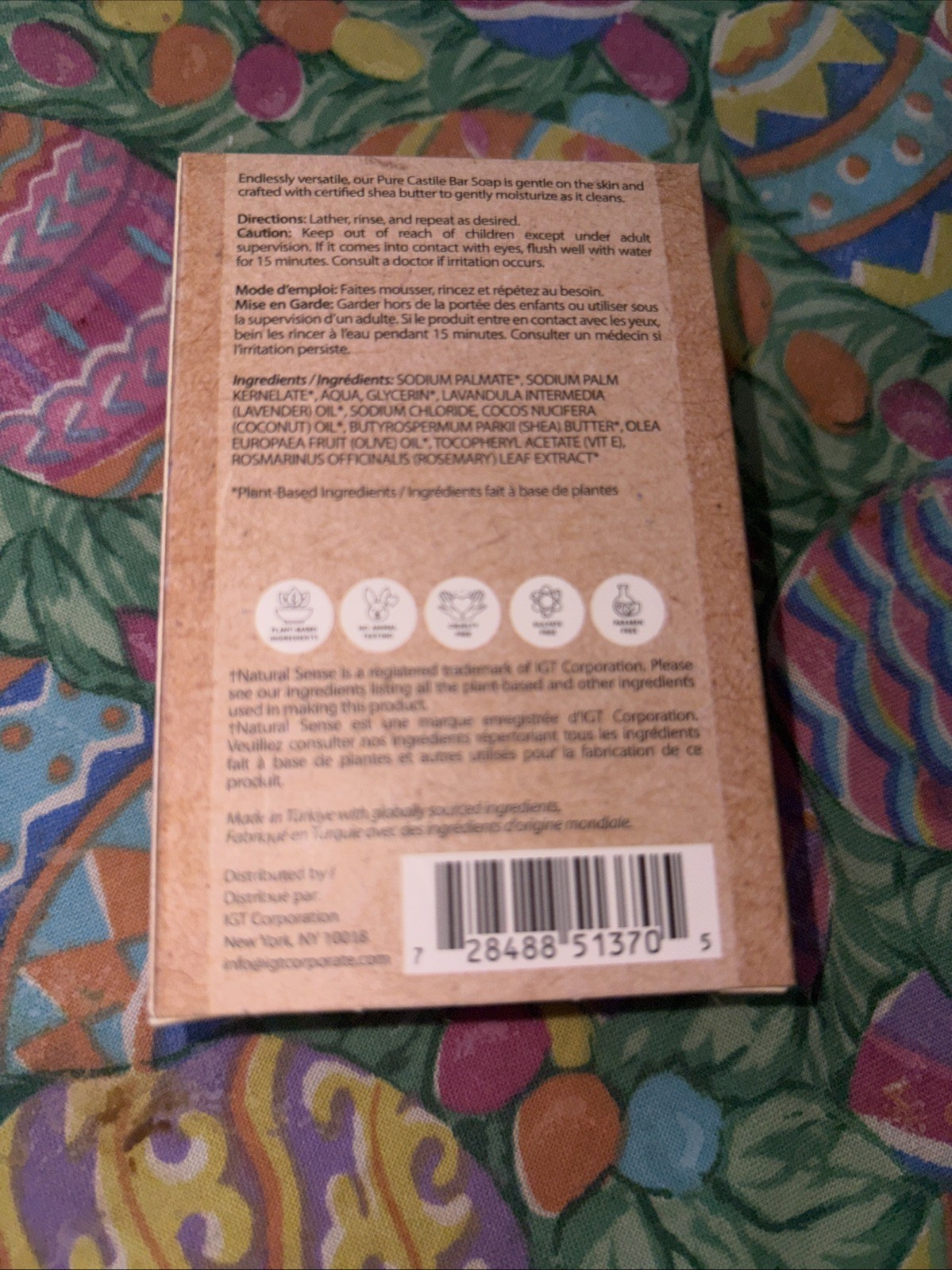 Natural Sense Plant Base Pure Castile Natural Moisturizing Soap Bar Lavender