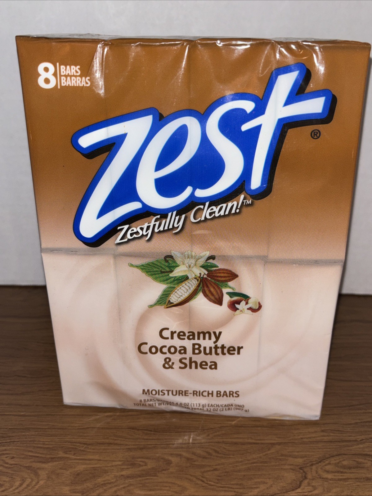 Zest Bar Soap- 8 Bars Enriched W/Cocoa Butter & Shea for Ultra Moisturizing NOS