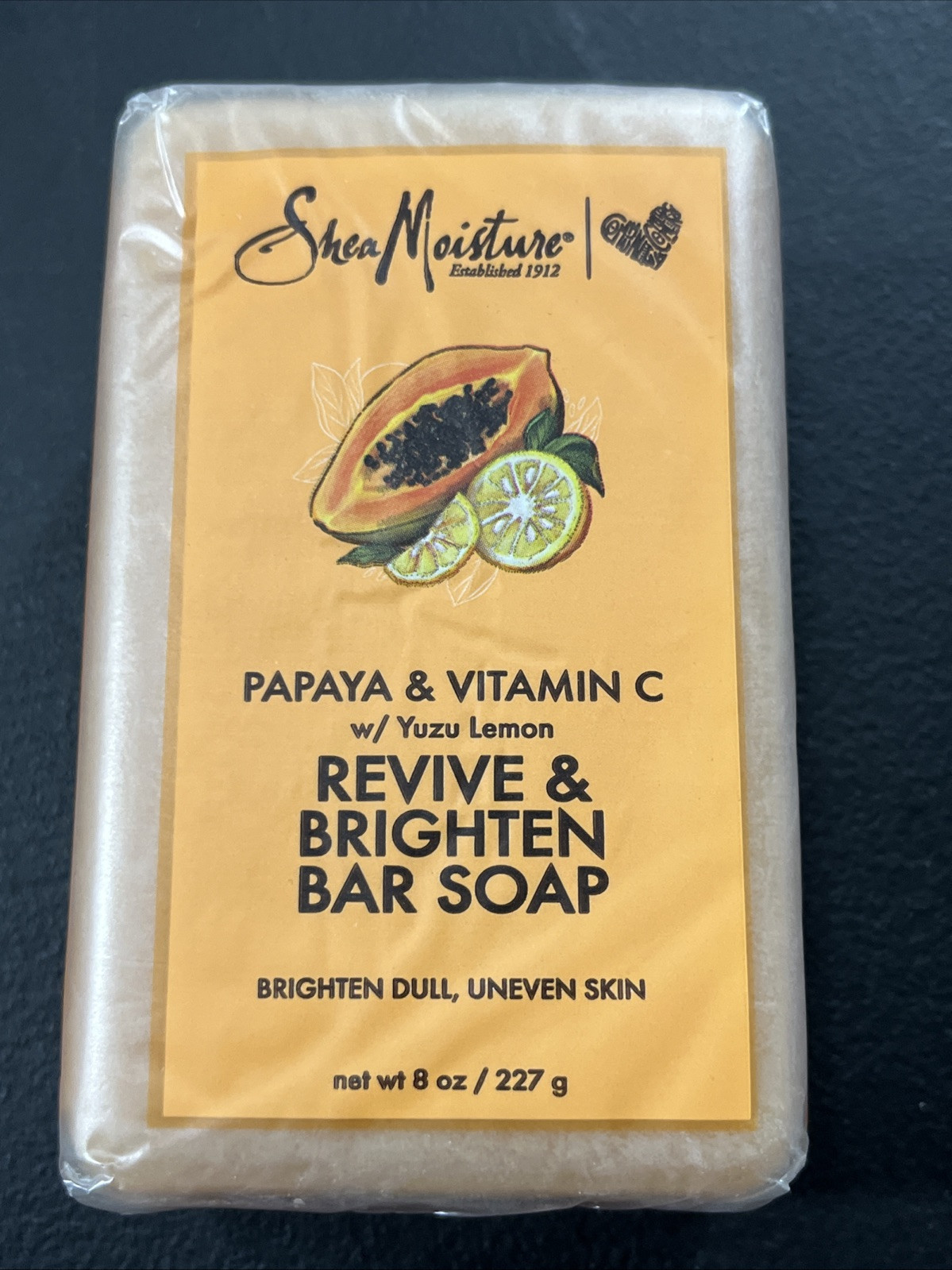 3)SHEA MOISTURE PAPAYA & VITAMIN C W YUZU LEMON REVIVE & BRIGHTEN BAR SOAP DULL