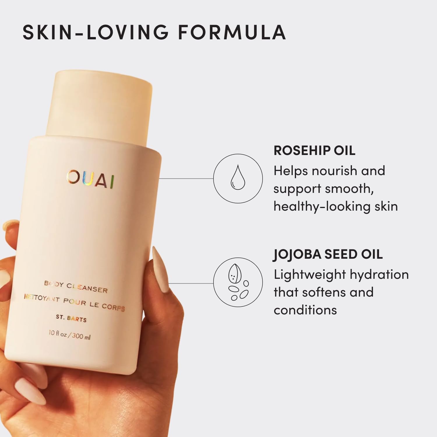 OUAI Body Cleanser, St. Barts Travel Size – Foaming 3 Fl Oz (Pack of 1)
