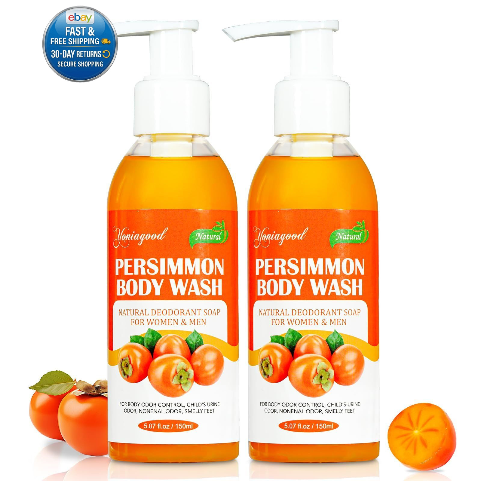 2 PCS Persimmon Body Wash for Strong Odor 5.07 Fl Oz (Pack of 2)