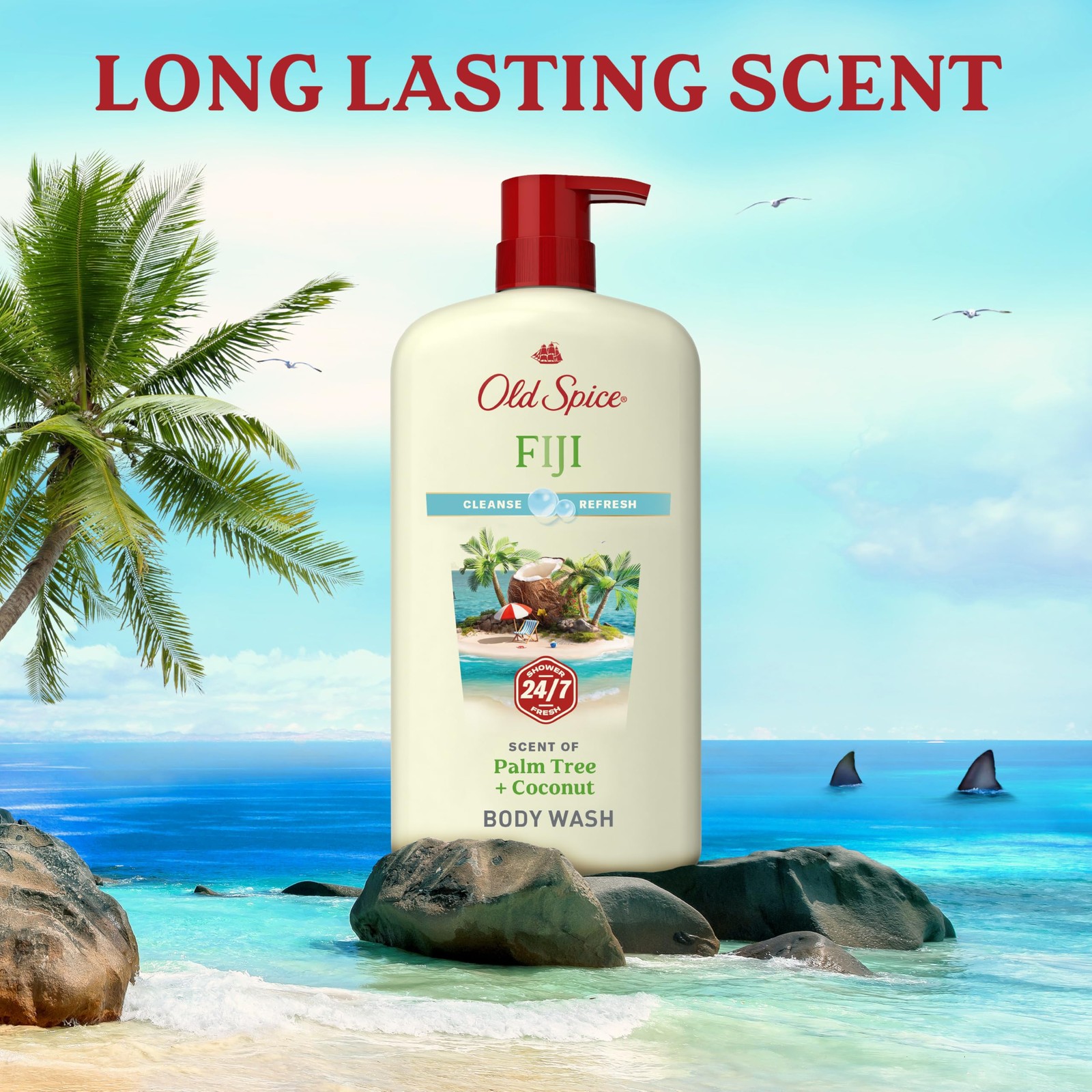 Old Spice Body Wash for Men, 24/7 25 Fl Oz (Pack of 4), Fiji w/ Palm Tree