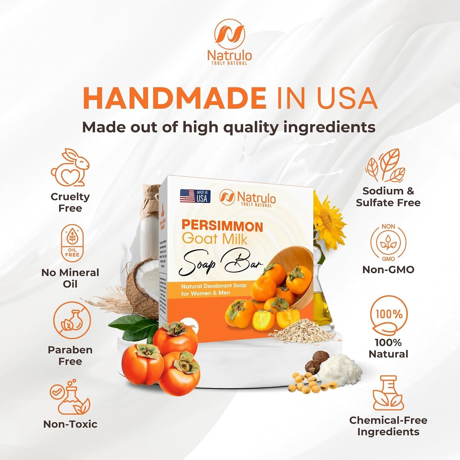 Persimmon Goat Milk Soap Bar – Natural Deodorant for Body Odor