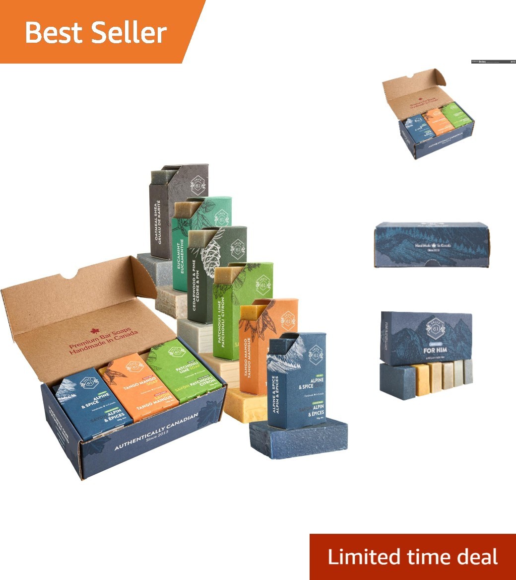Luxury Handmade Bar Soap with Essential Oils – Perfect Gift for Him – 6 Bars