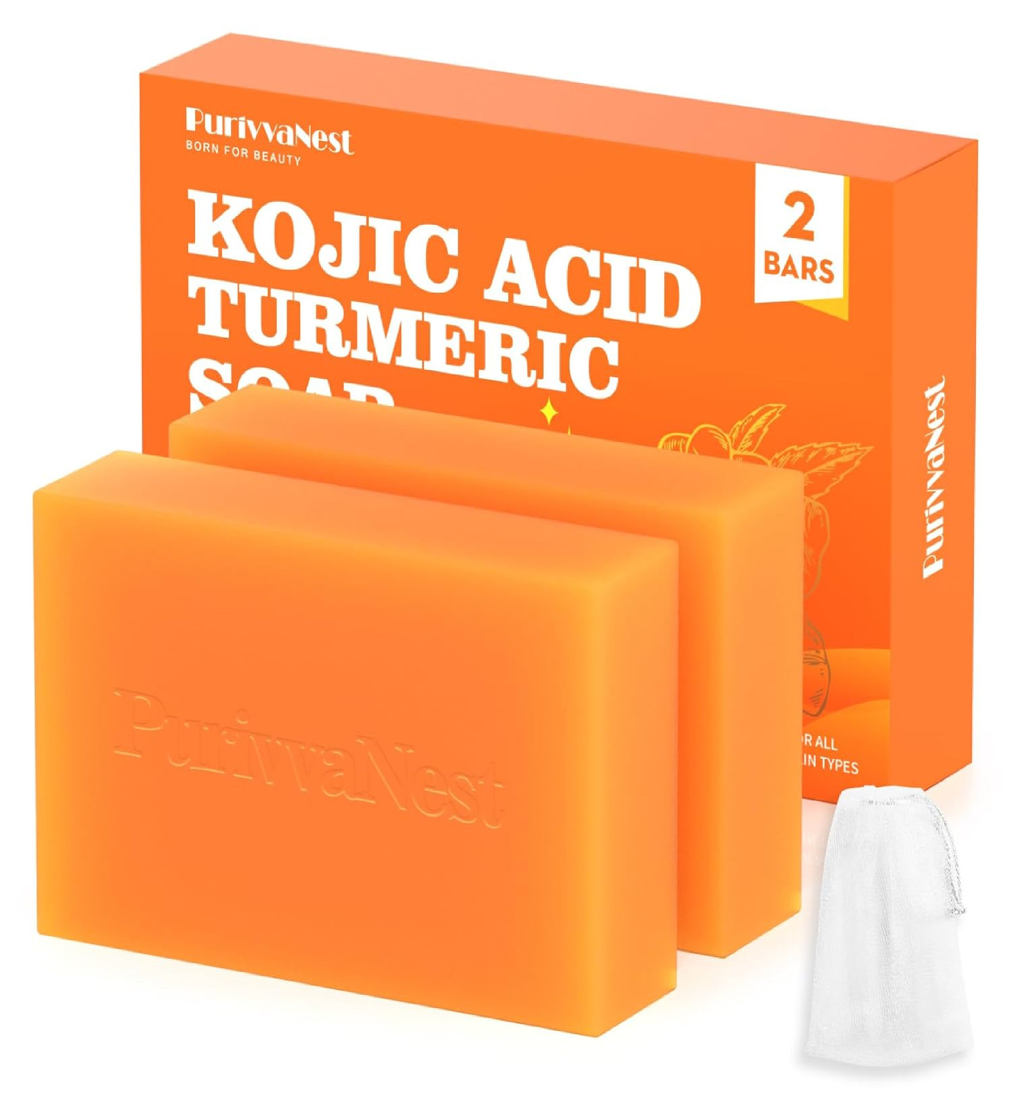 Turmeric Kojic Acid Soap Bar with Vitamin C & Shea Butter – Brightening Facial C