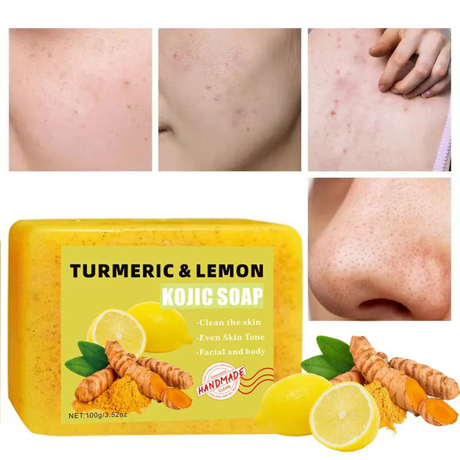 1Pcs Handmade Soap Soap Bar 100g Nourishing Turmeric Lemon Soap Hydrating