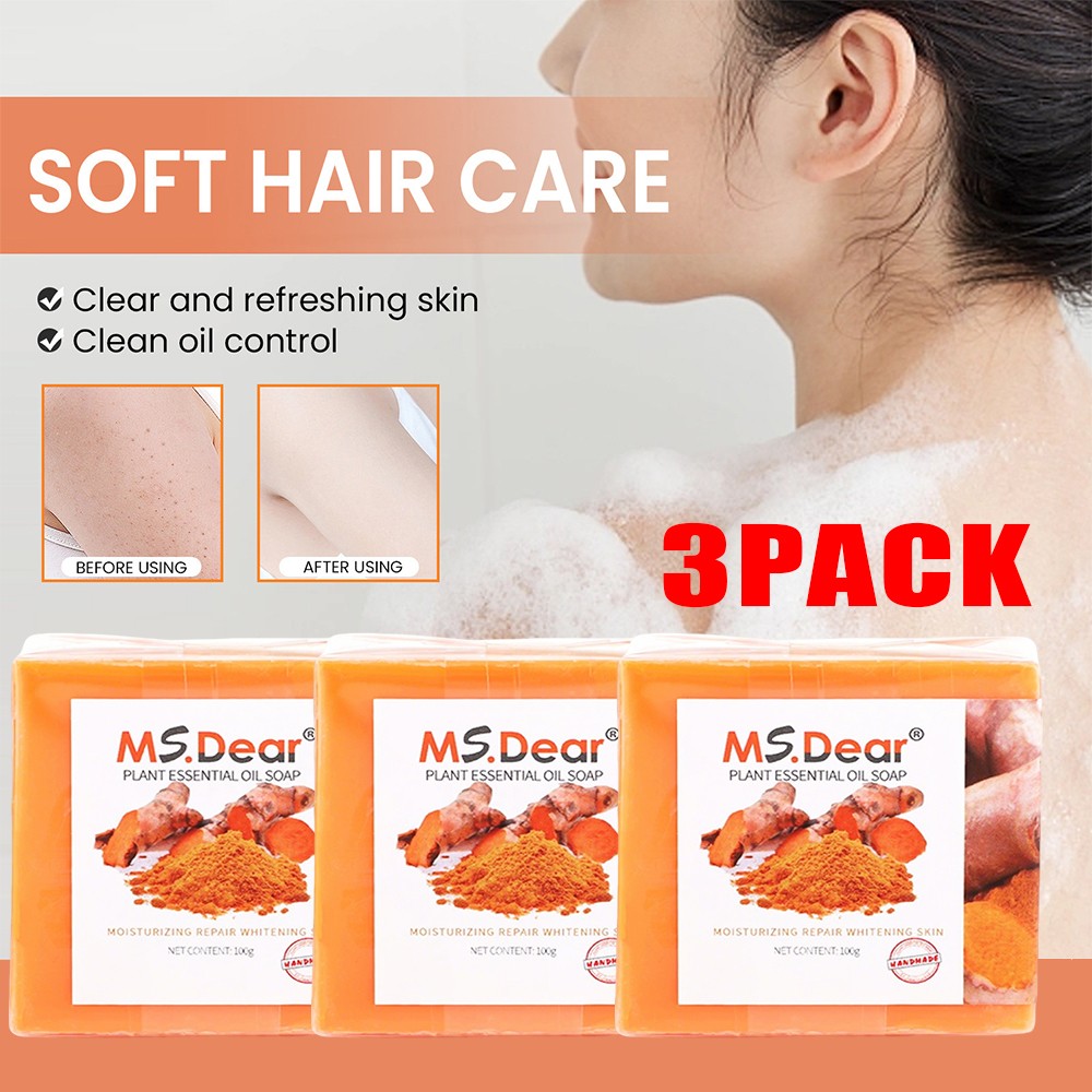 3 Pcs Ginger Tumeric Soap Anti-Acne Dark Spots Removal Body Whitening Soap Bar