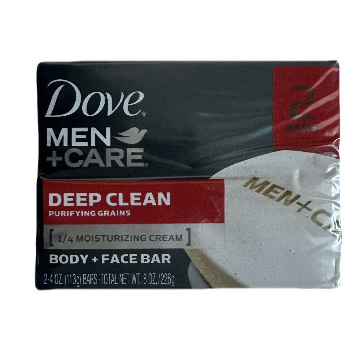Dove Men + Care Body and Face Bar Soap Deep Clean Purifying Grains 2 Bar 4 Ounce