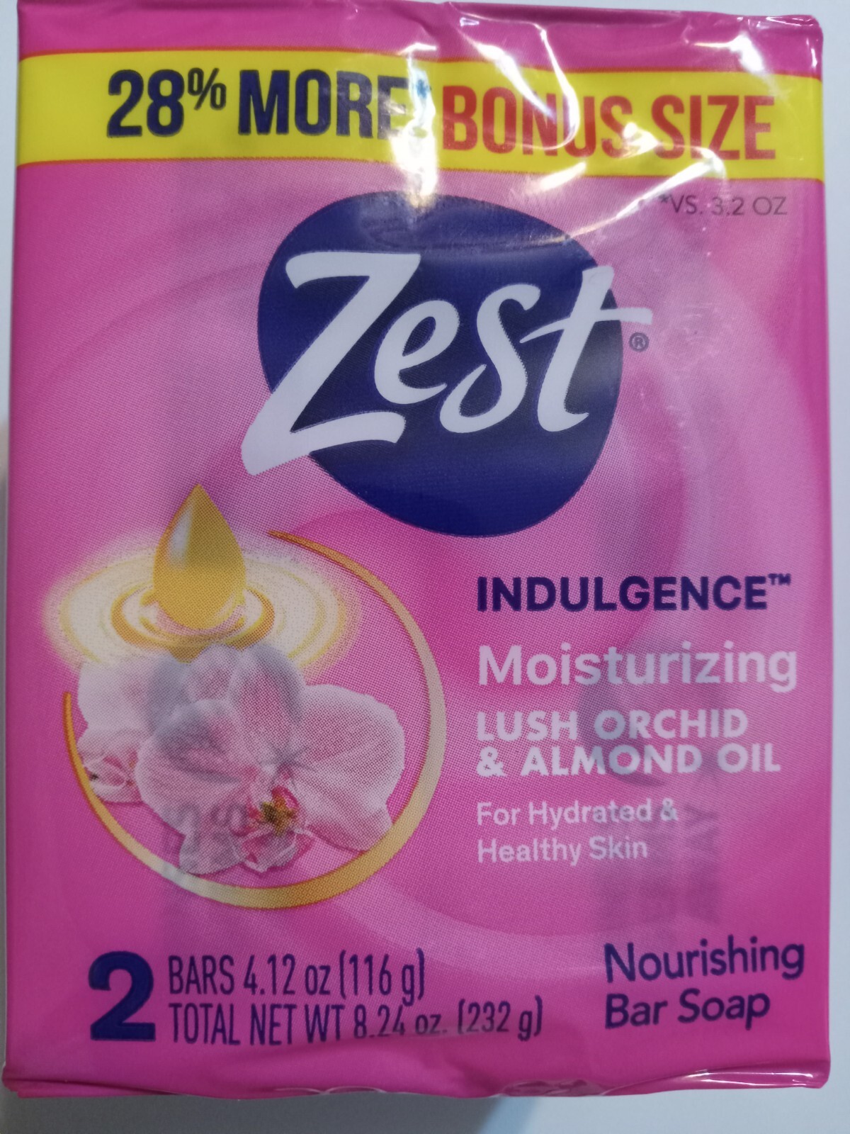 NEW! ZEST (2-BARS) 4.12 Oz Bar ●INDULGENCE● Moisturizing Lush Orchid/Almond Oil.