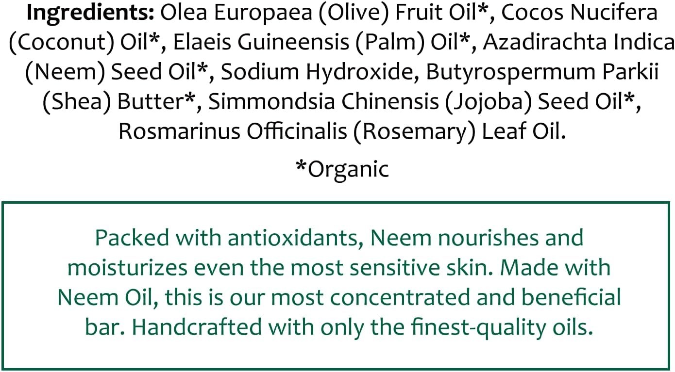 TheraNeem Neem Oil Cleansing Soap Bar for Sensitive Skin – Body Wash Bar for