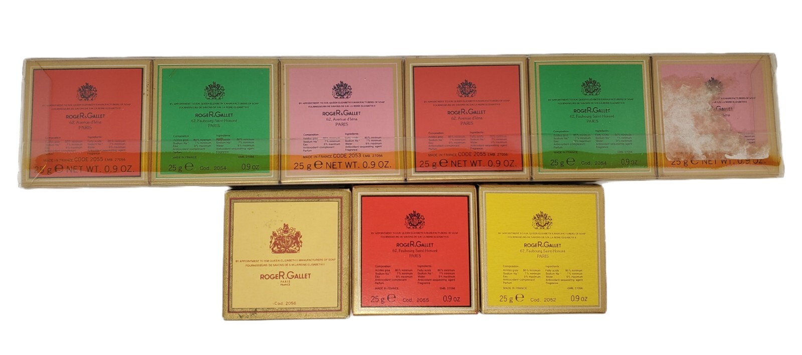 (8) Vtg ROGER & GALLET Guest Soaps Pack 0.9oz Each Luxury Paris New Old Stock
