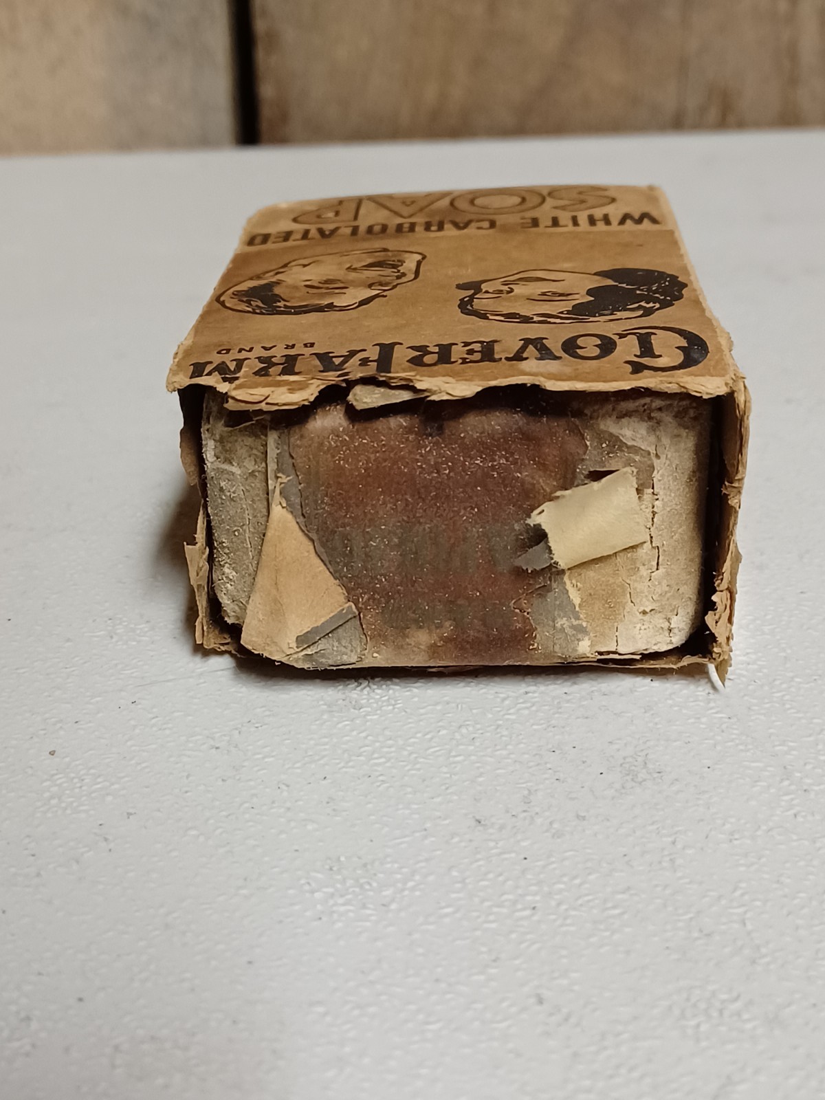 RARE Vintage CLOVER FARM White Carbolated Soap (Broken Box Damaged & Soap)