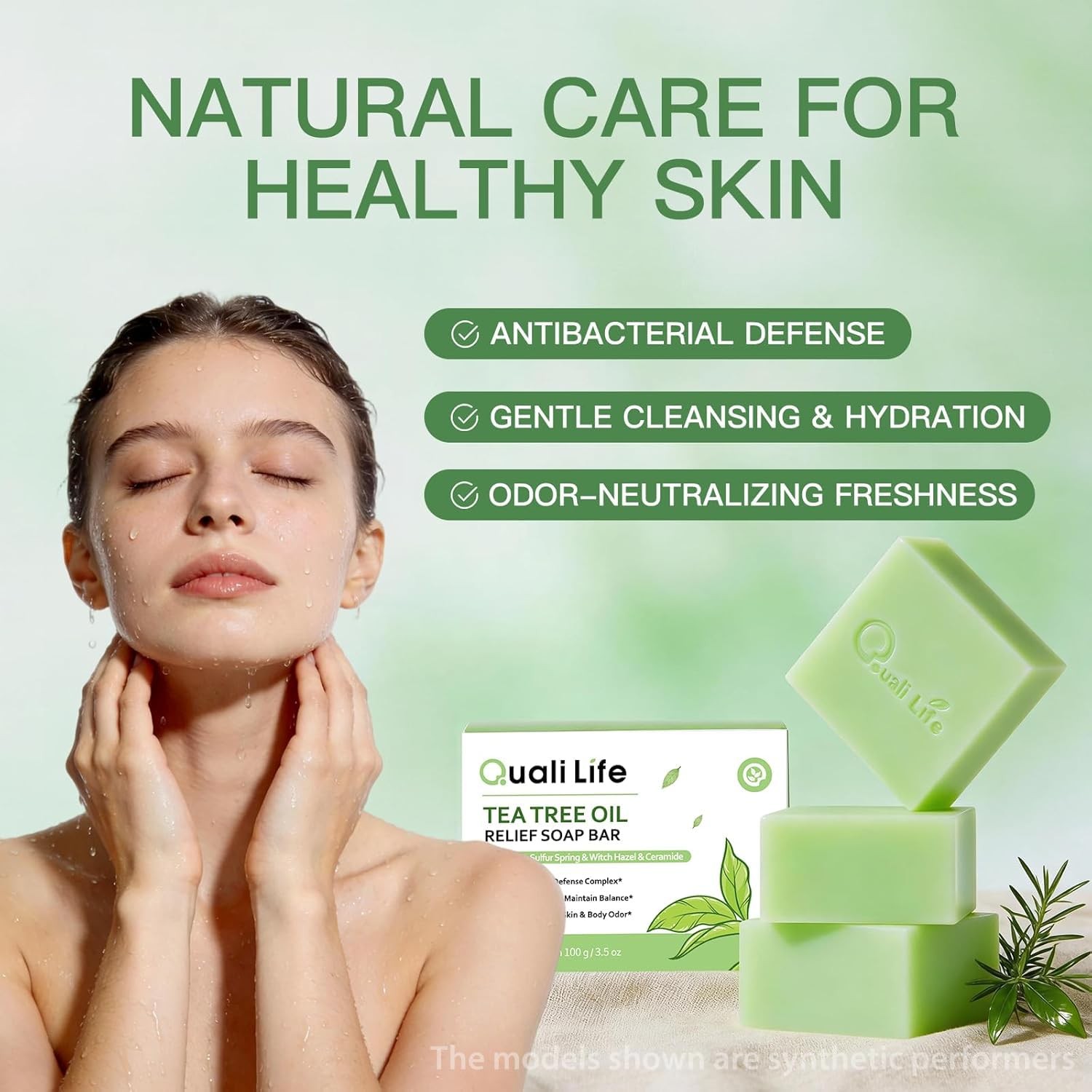 QualiLife Tea Tree Soap, Soap Bar for Face & 3.5 Ounce (Pack of 3)