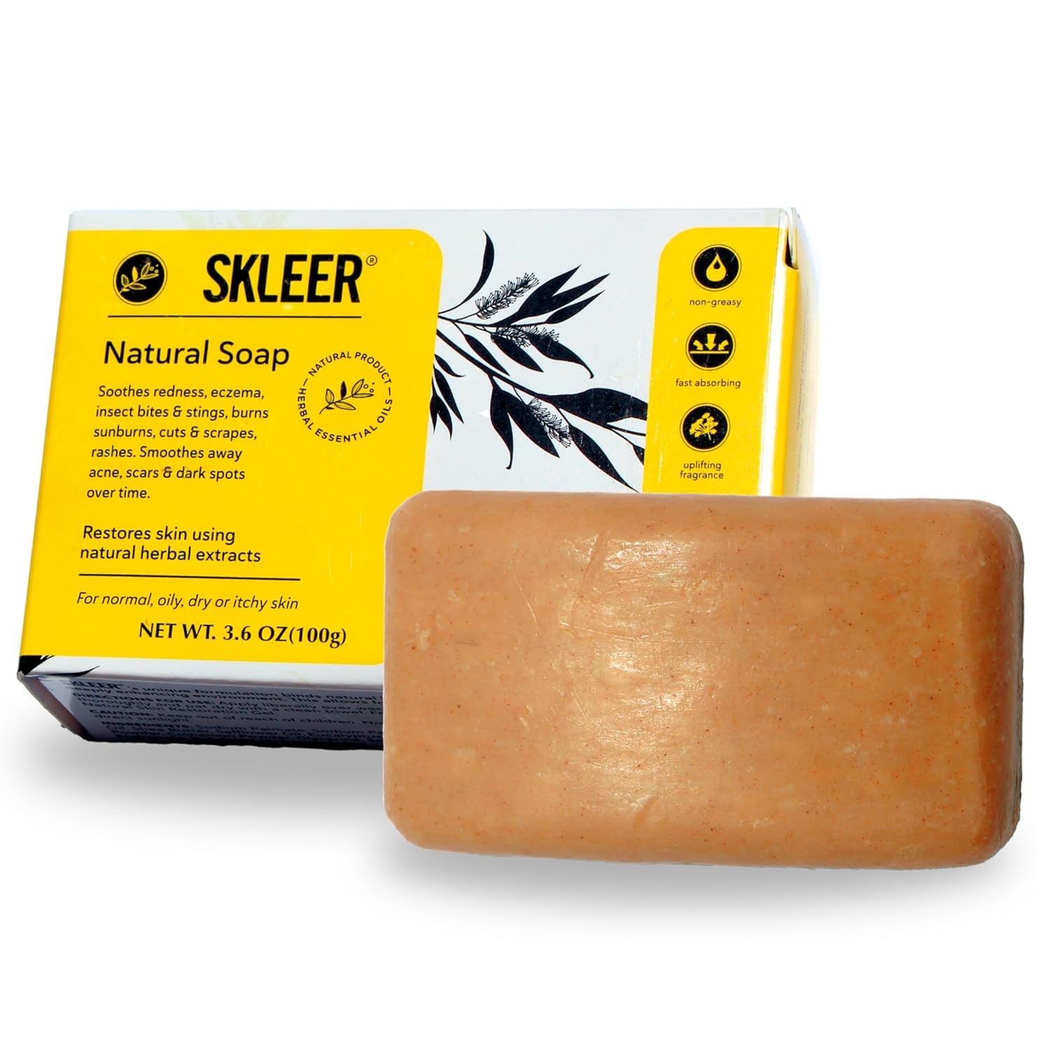 Skleer Turmeric Face & Body Soap | Natural Cleansing Bar Pack of 3.