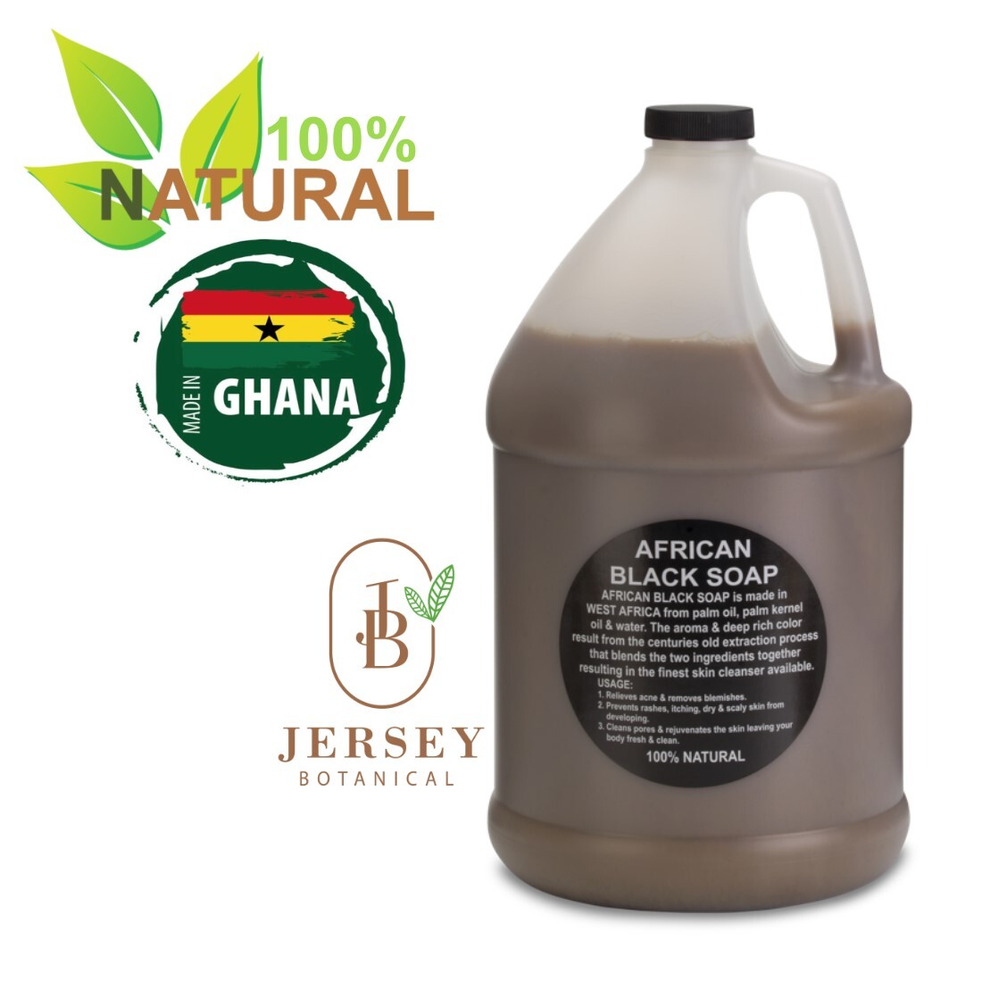 Liquid African Black Soap Gallon 100% Pure Natural Raw Organic Face Body Wash