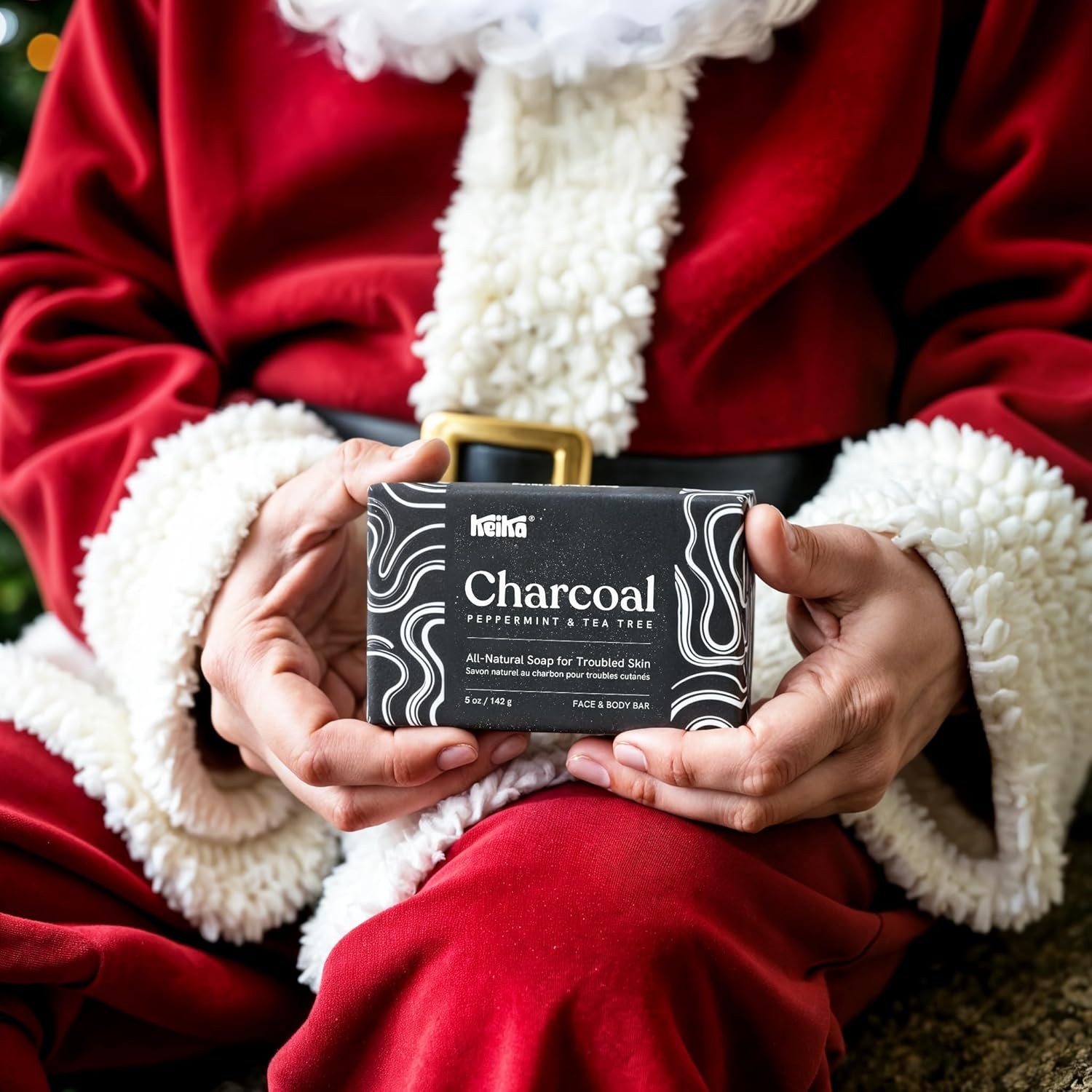 Keika Charcoal Black Soap Bar for Eczema, Psoriasis, Face, Body, Men Women Teens
