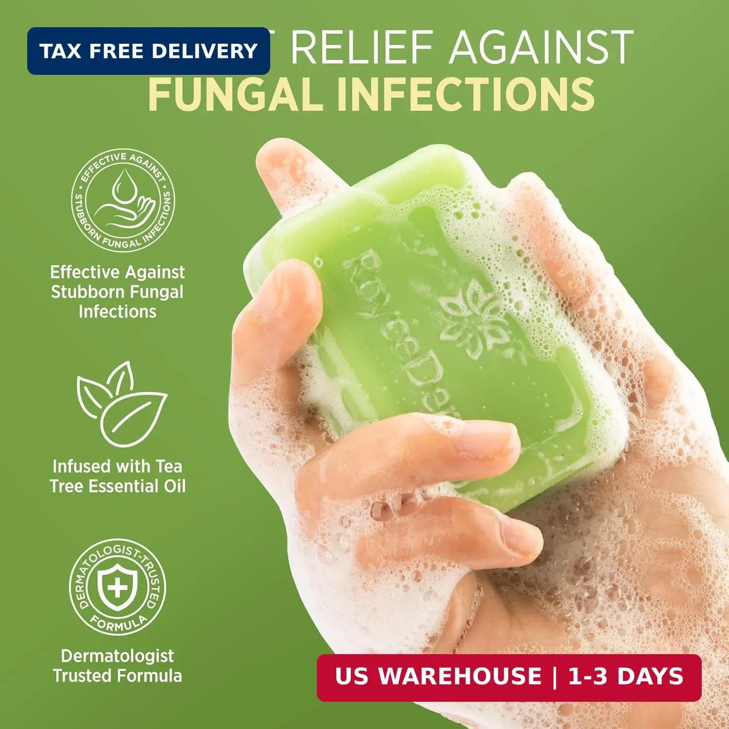 Roycederm Antifungal Bar Soap – Tea tree Oil Soap – Athlete’s Foot Treatment for