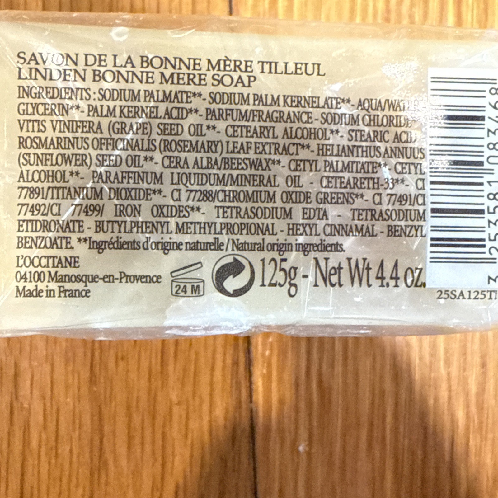 Loccitane SAVON de Marseille Bonne Mere Soap LINDEN 125g/4.4 Oz New