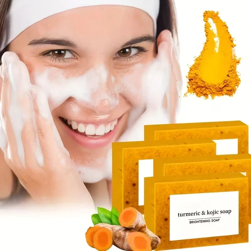 3-Pack Turmeric Glow Soap Bar – Lemon & Kojic Acid, Removing Dark Spots,for acne