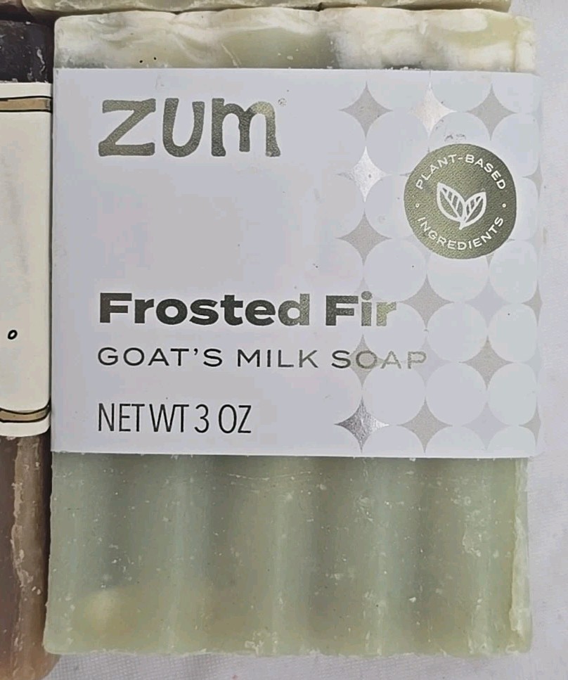6-PACK Zum Goat’s Milk Soap Bar Peppermint Vanilla Frosted Fir Frankincense 3 oz