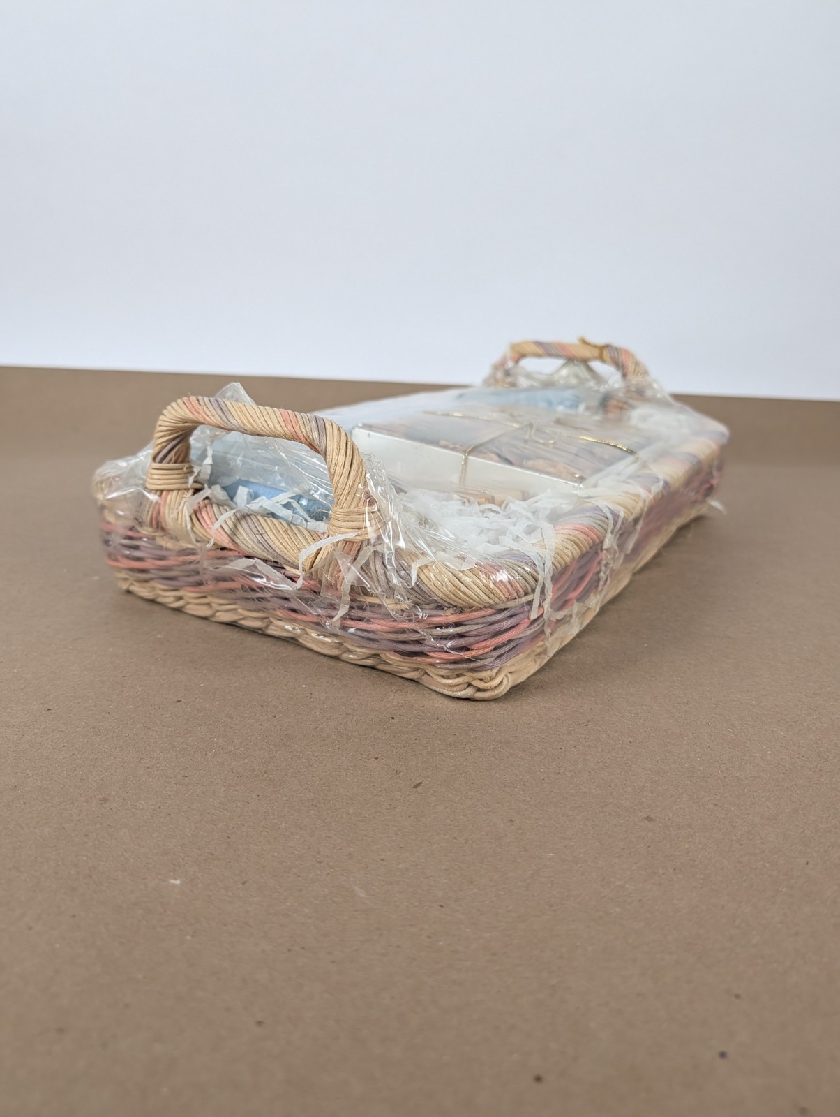 NOS Ben Rickert Gift Basket Floral Hostess Tray Lavender Soap Bath Potpurri USA