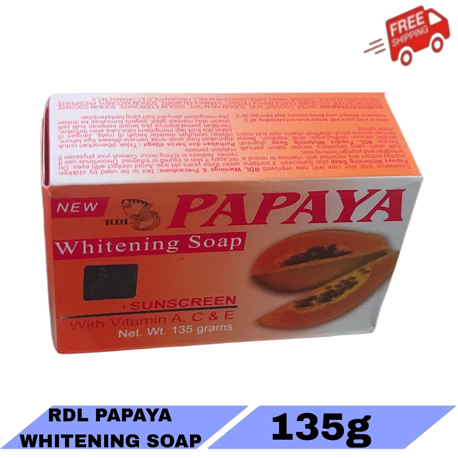 3x RDL Papaya Whitening Soap Sunscreen With Vitamin A C & E 135g – FREE SHIPPING