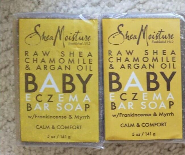 Pack 2 Shea Moisture Raw Shea Chamomile & Argan Oil Baby Eczema Bar Soap 5 oz