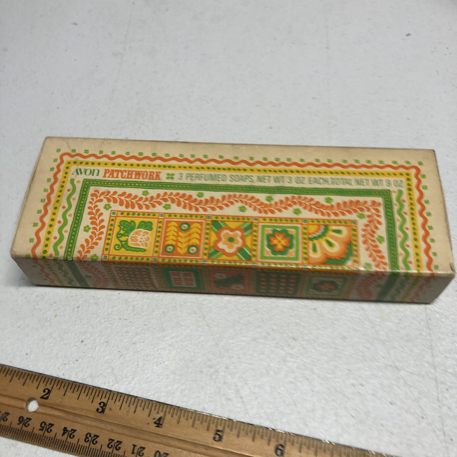 3 Avon PATCHWORK Perfumed Soaps ORANGE YELLOW GREEN Vintage