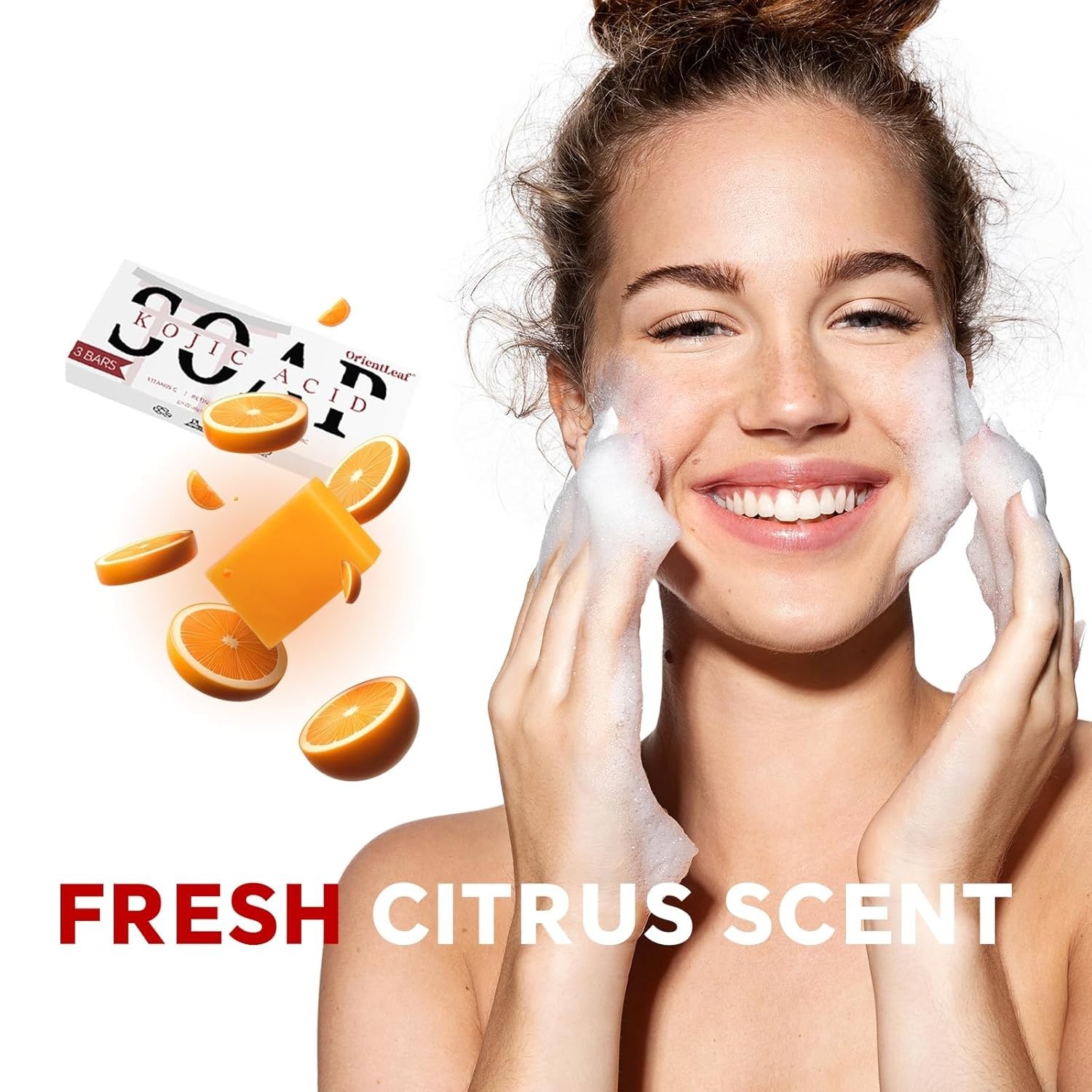Kojic Acid Soap, Turmeric Soap Bar for Dark Spots, Fresh Citrus Scent, Gentle fo