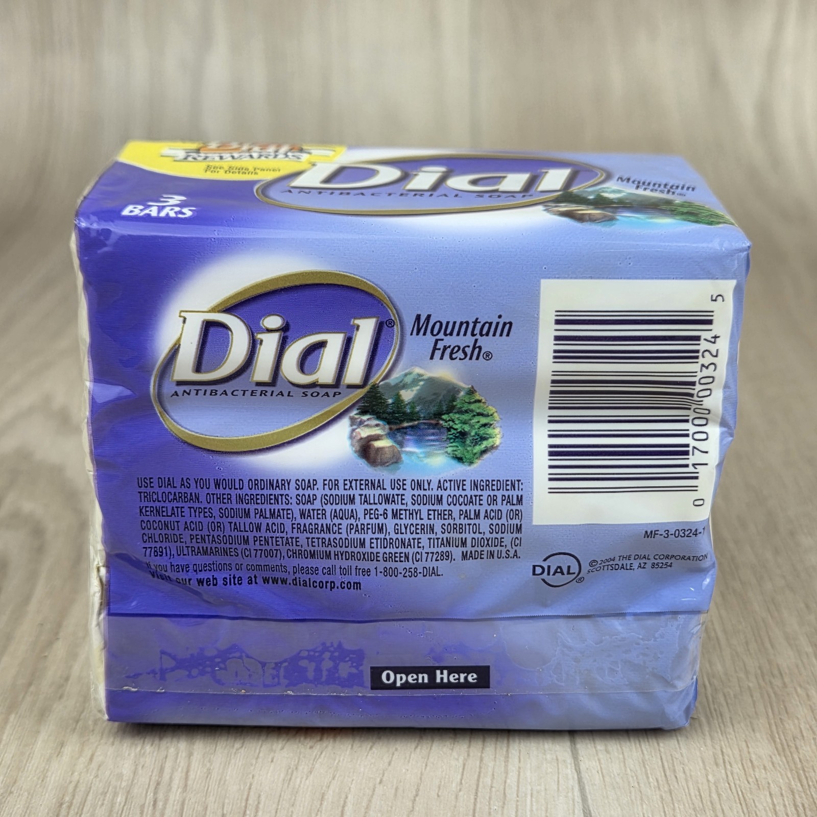 Vintage NOS 2004 Dial Mountain Fresh 3 Pack Antibacterial Bar Soap Purple Pack