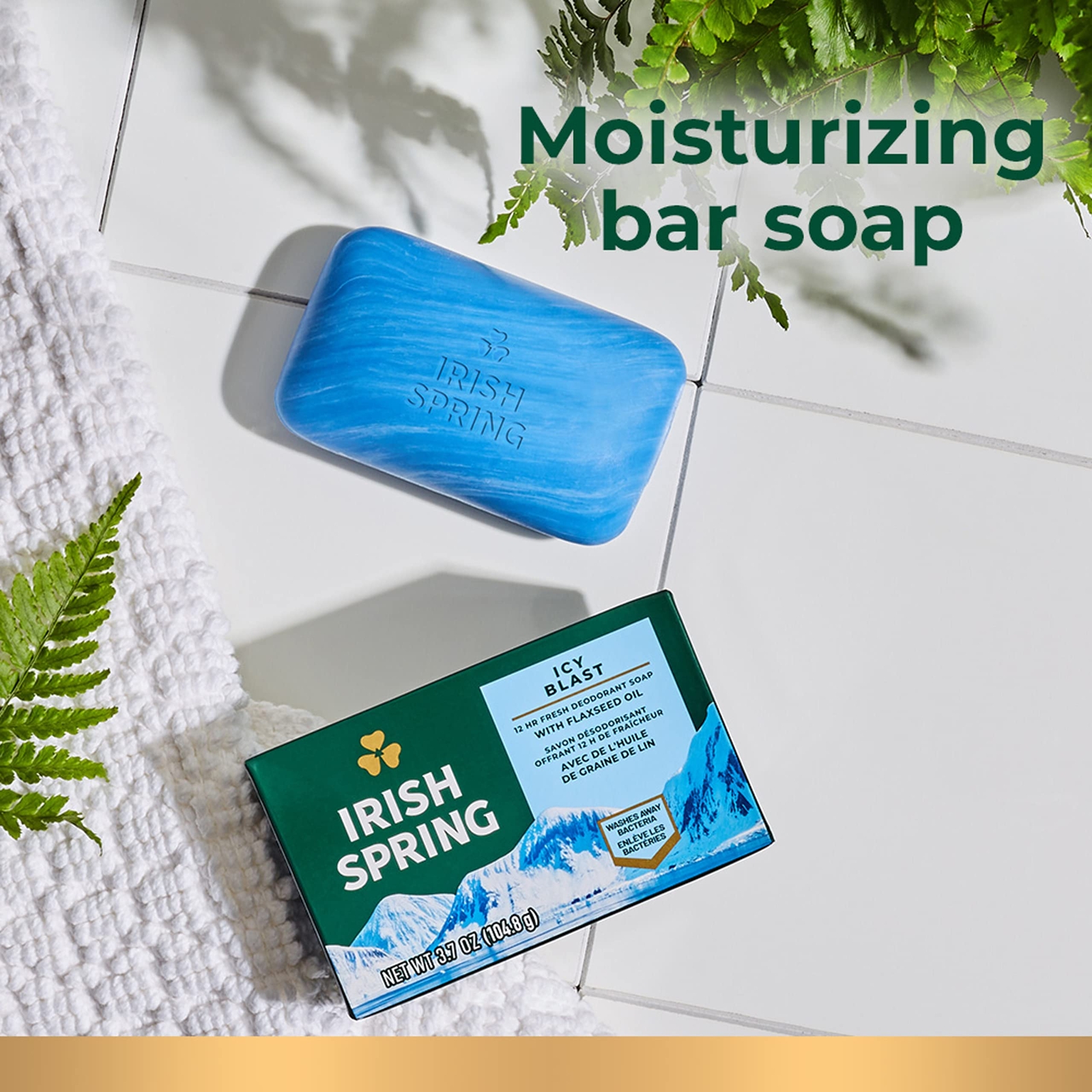 Irish Spring Icy Blast Bar Soap 24 Pack 3.7 Oz Deodorant Soap For Men