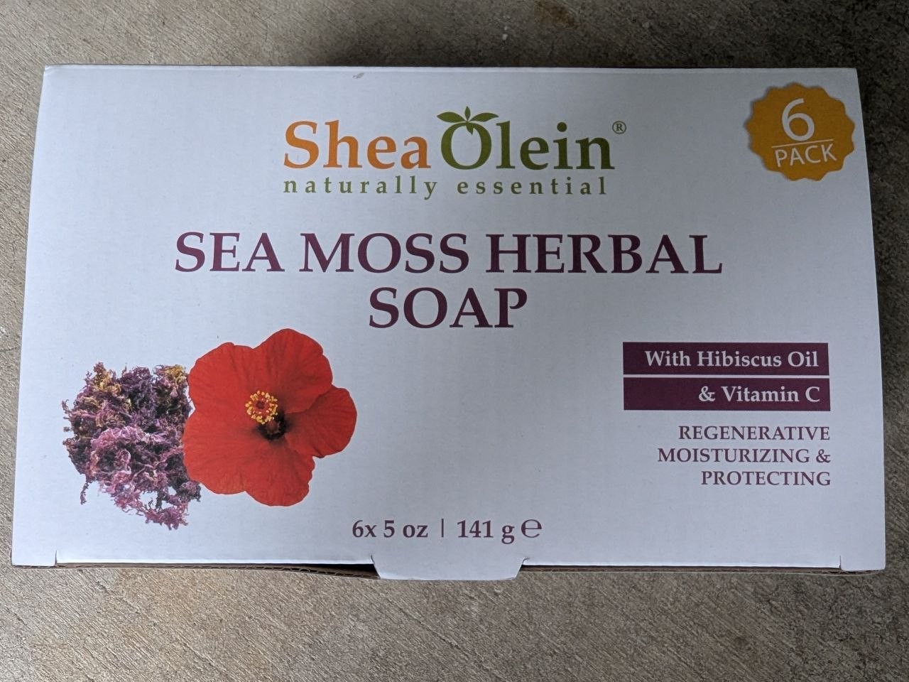 Shea Olein Sea Moss Herbal Soap 6 Pack Hibiscus Oil Vitamin C SA