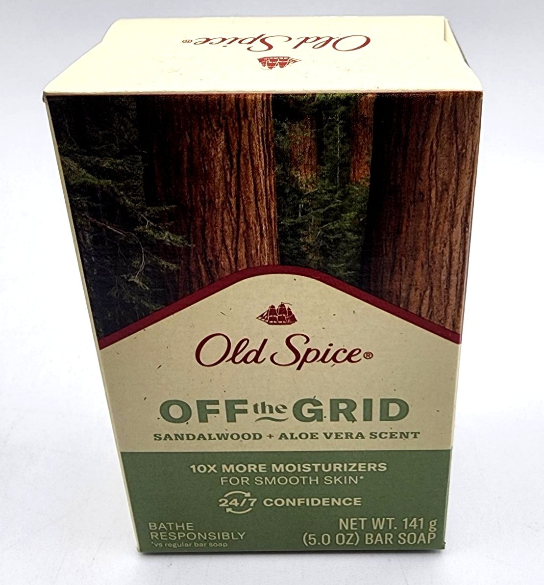 2 Bars Old Spice OFF THE GRID Moisturize Exfoliating Sandalwood Aloe Vera Soap
