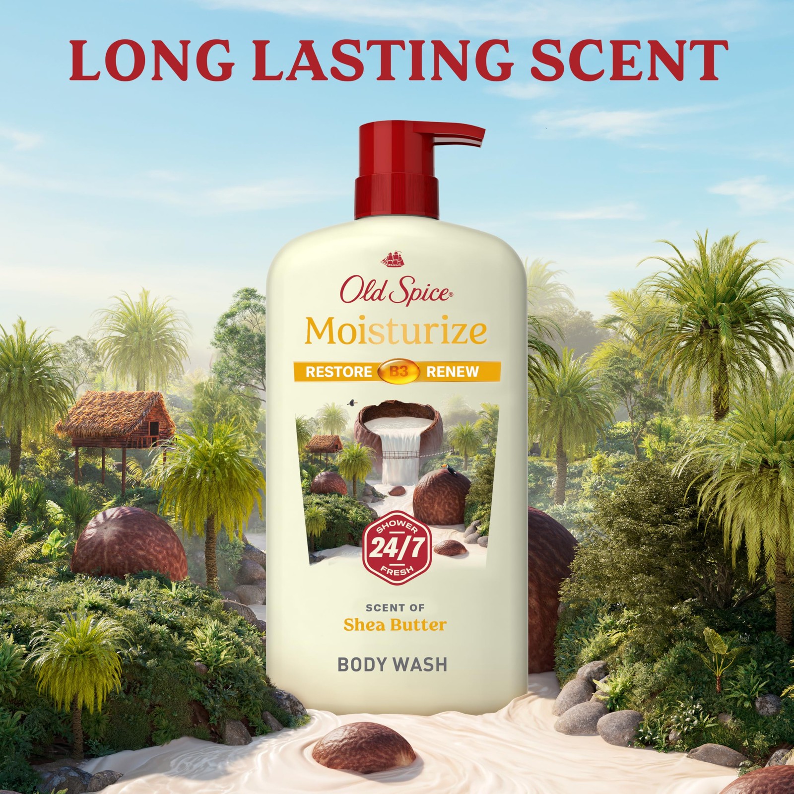 Old Spice Cleansing Body Wash for Men, 24/7 30 Fl Oz (Pack of 4), Beige