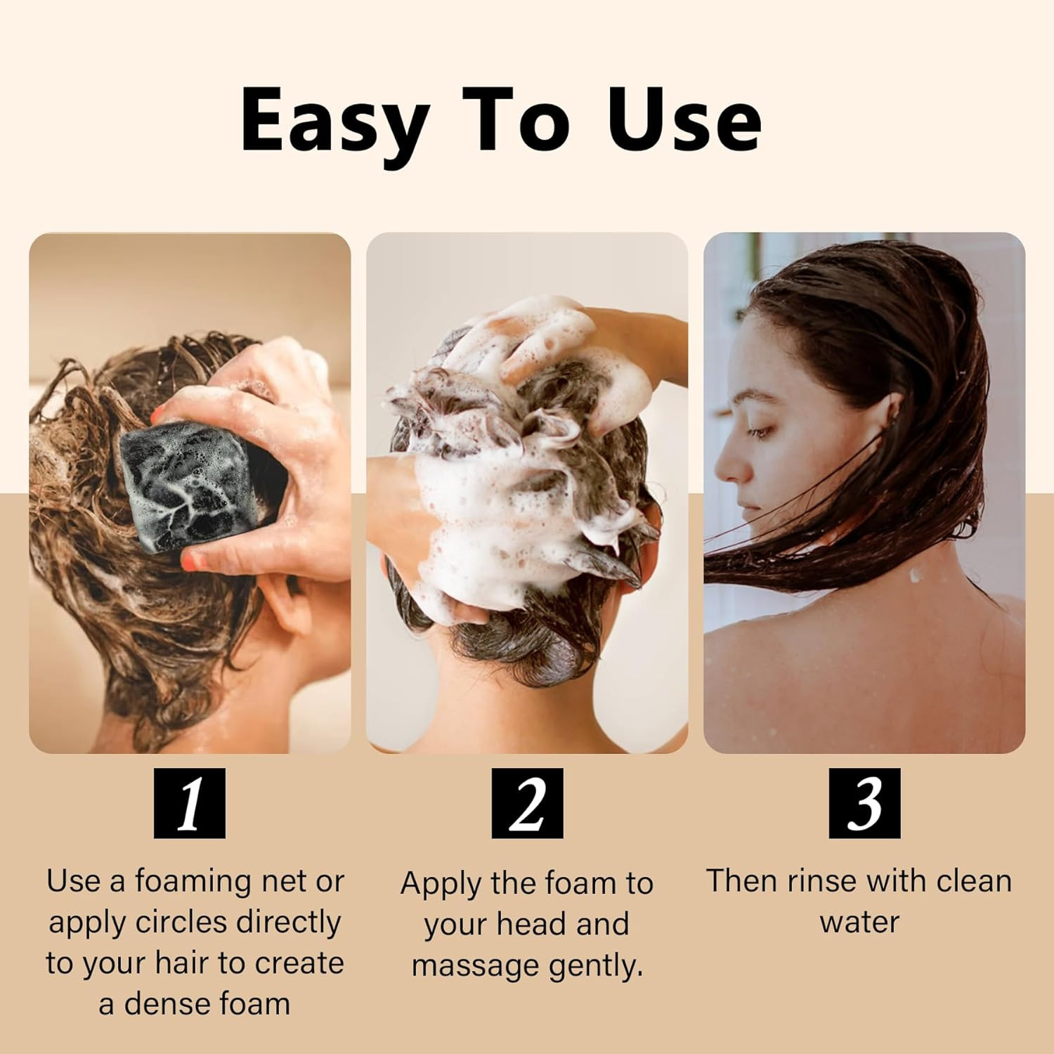 2 Pcs Herbal Emberless Black Soap for Gray Reverse, Fo Ti Castor Oil for Darkeni