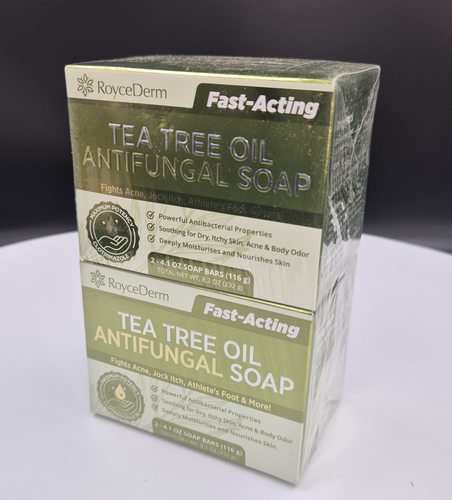 RoyceDerm Fast-Acting Tea Tree Antifungal Soap 2 Bars 8.2 oz Body/Hands
