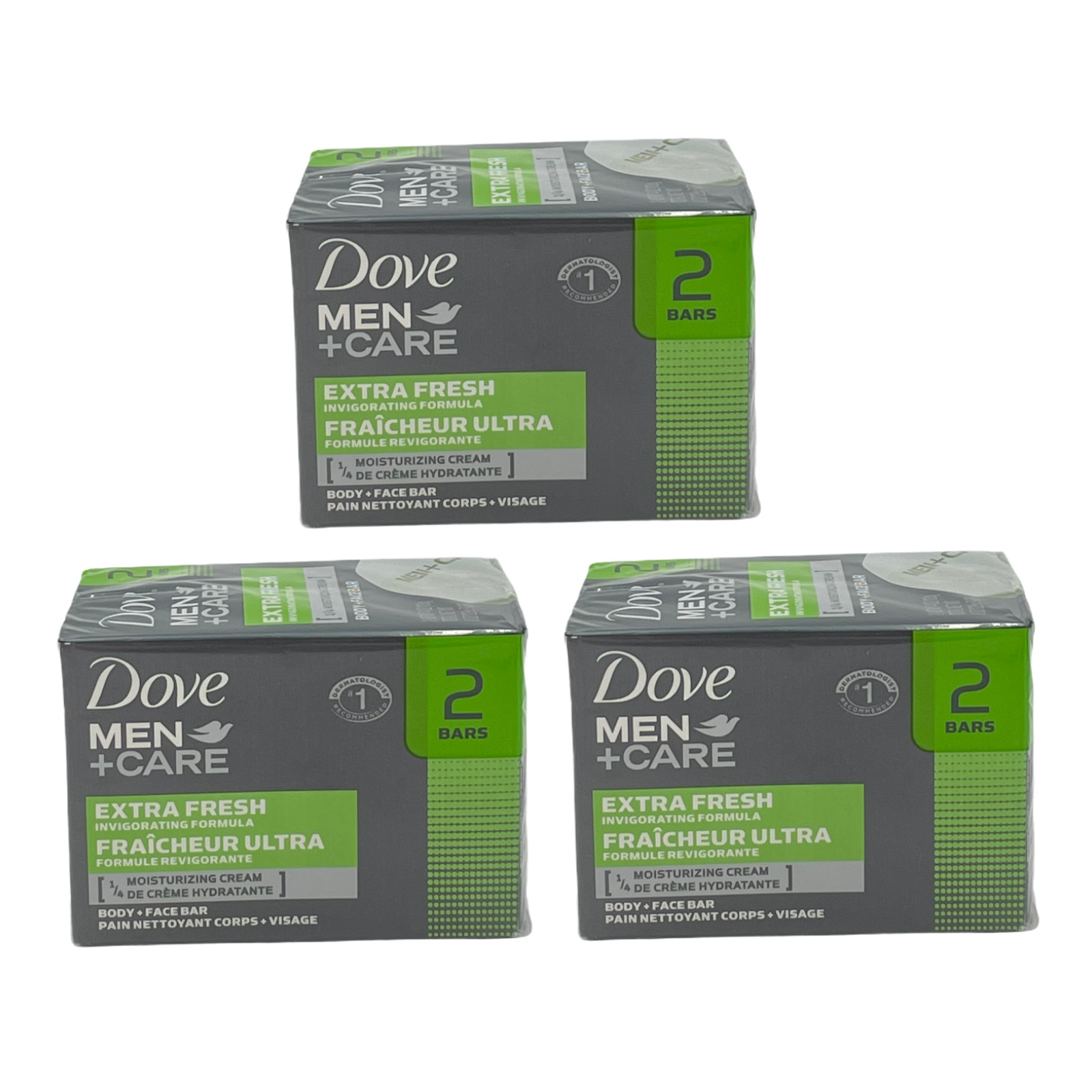 Dove Men Care Extra Fresh Body Face 6 Bars Soap 4 oz Bar ¼ Moisturizing Cream