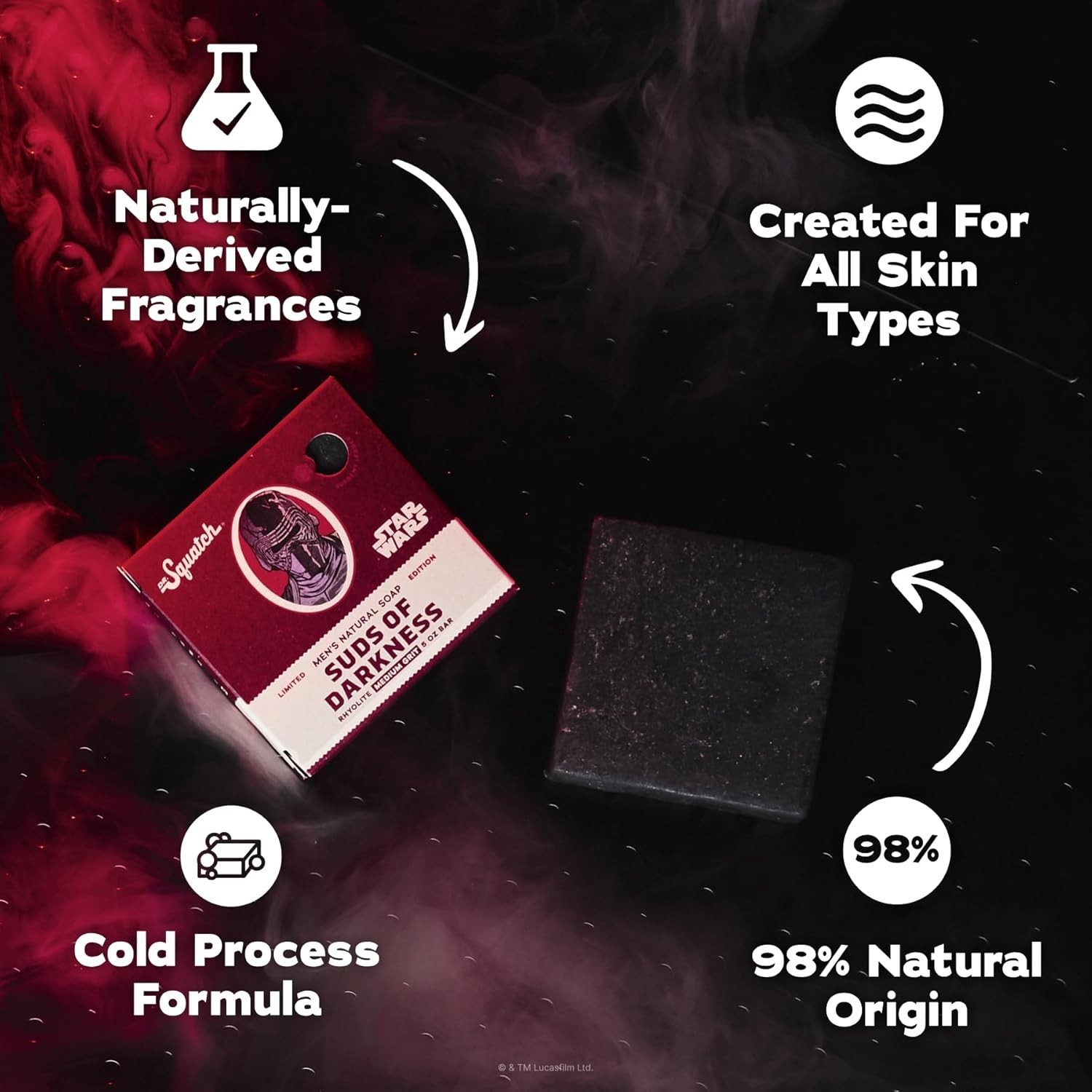 3Pk Dr Squatch Suds of Darkness Star Wars Natural Soap Bars 5 Oz