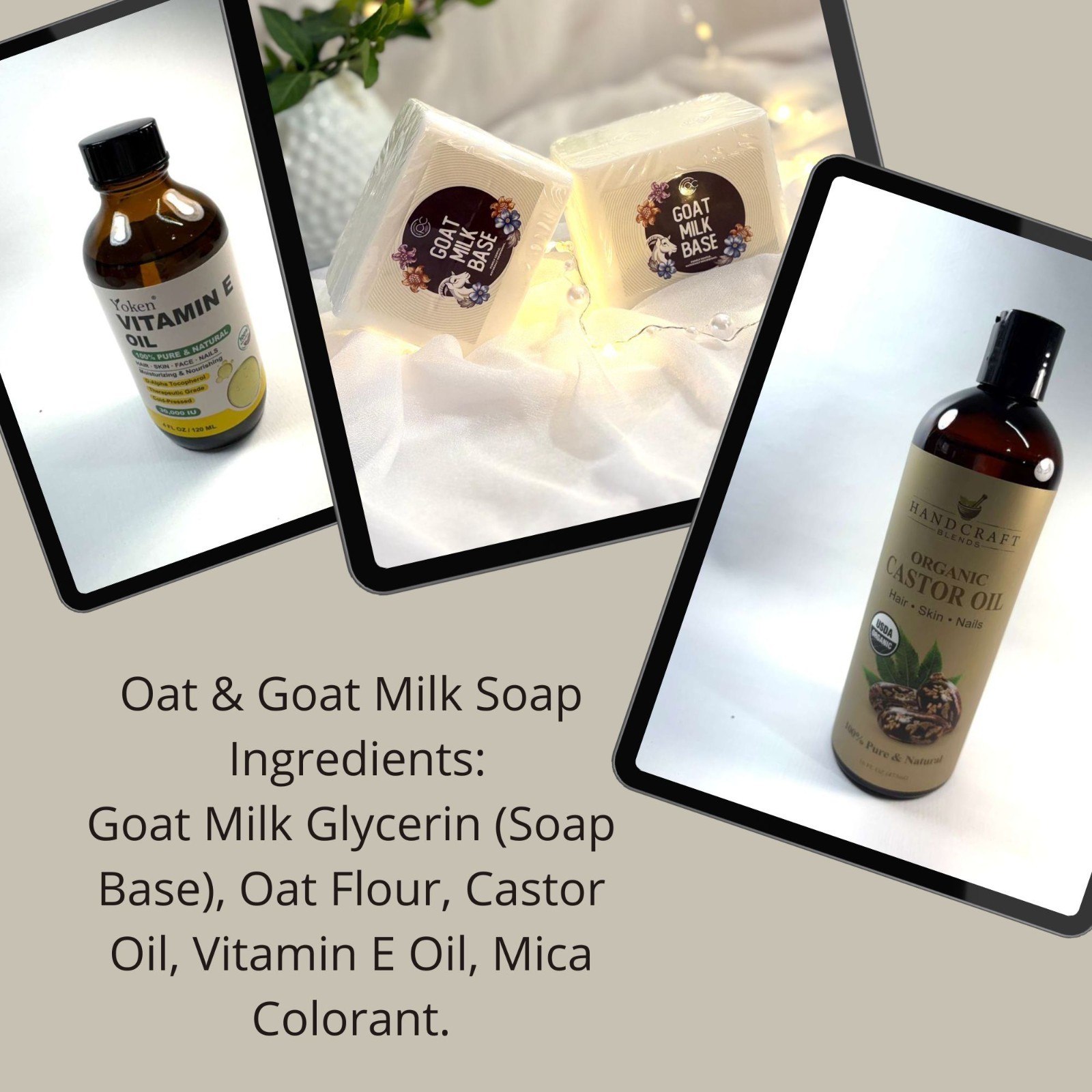 Handmade Soap Bar Net W. 1.60 Oz Oatmeal Goat Milk Vitamine E oil Unscented Gift